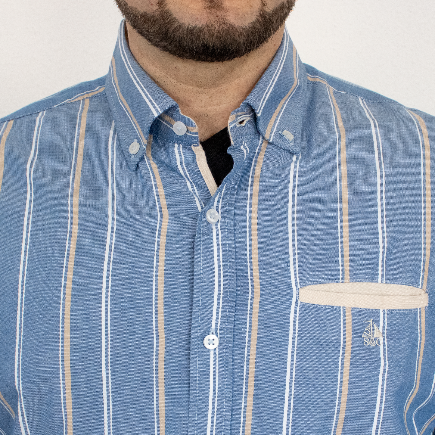 Camisa rayas azul y beige