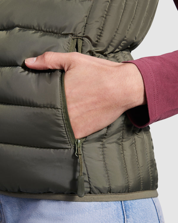 Chaleco kaki acolchado mujer tacto pluma