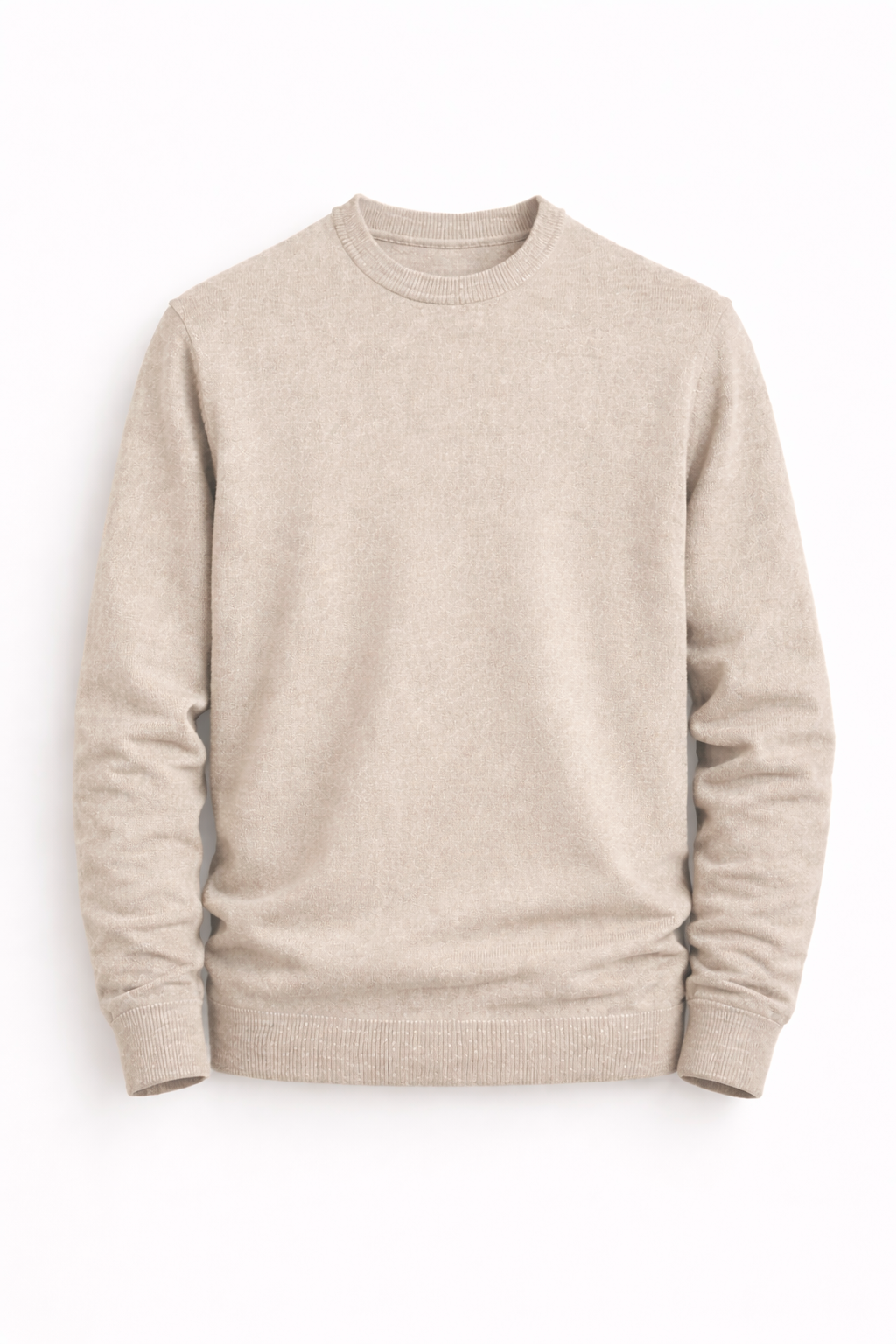 Jersey cuello redondo básico Beige