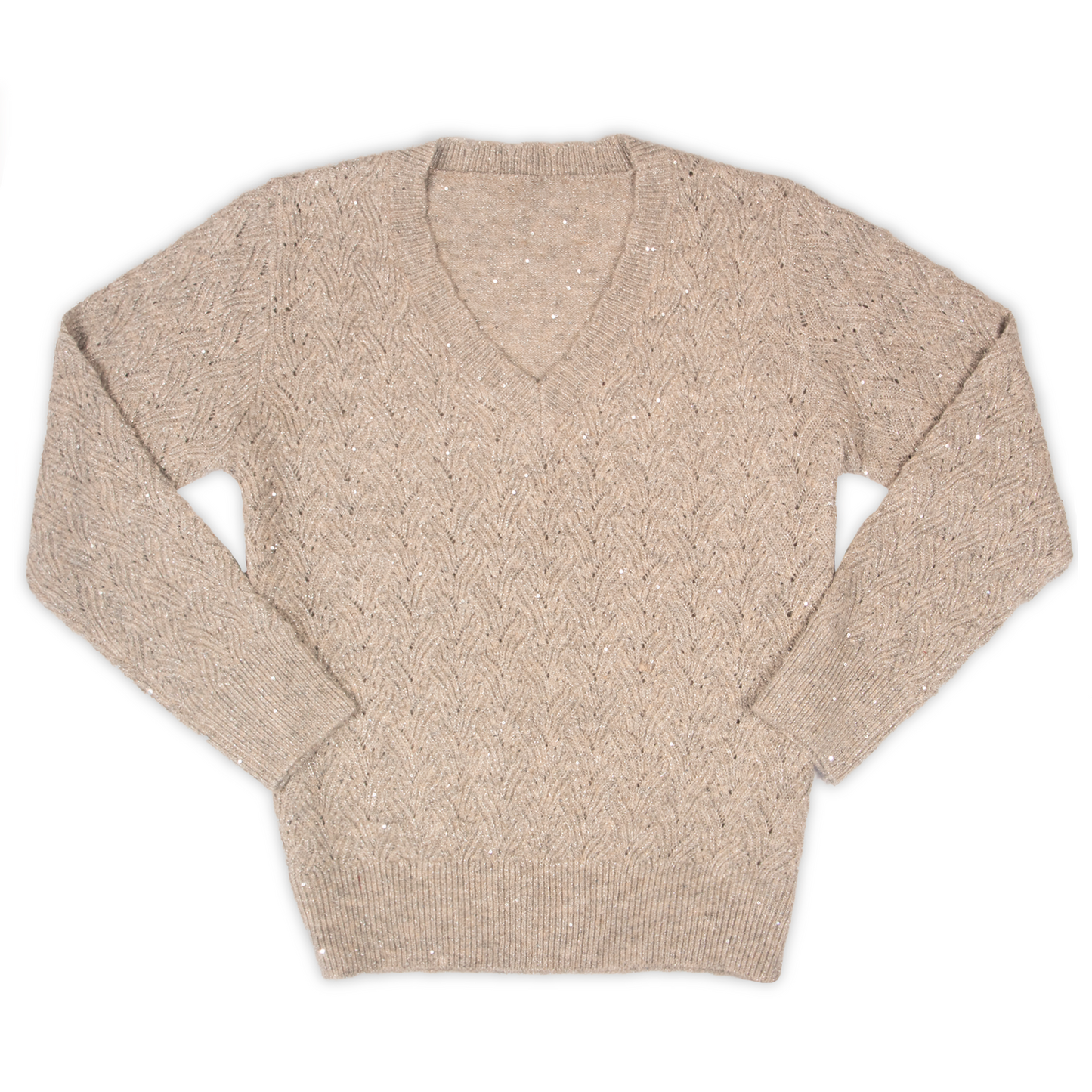 Jersey Mujer "Destello" Cuello Pico Beige