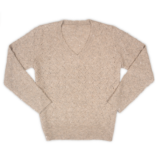 Jersey Mujer "Destello" Cuello Pico Beige