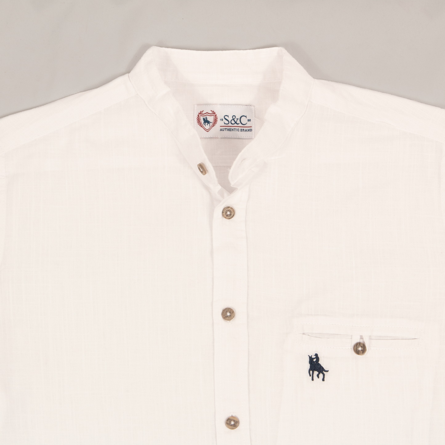 Camisa tipo lino cuello mao Blanca