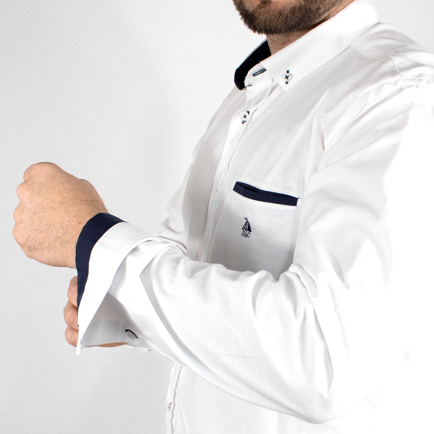 Camisa Hombre Manga Larga Blanca Lisa