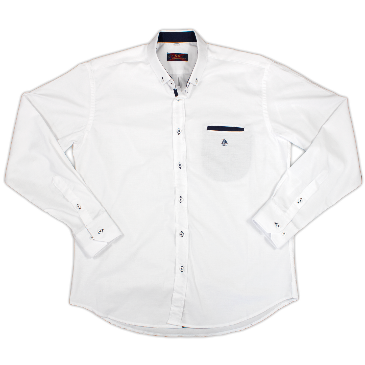 Camisa Hombre Manga Larga Blanca Lisa
