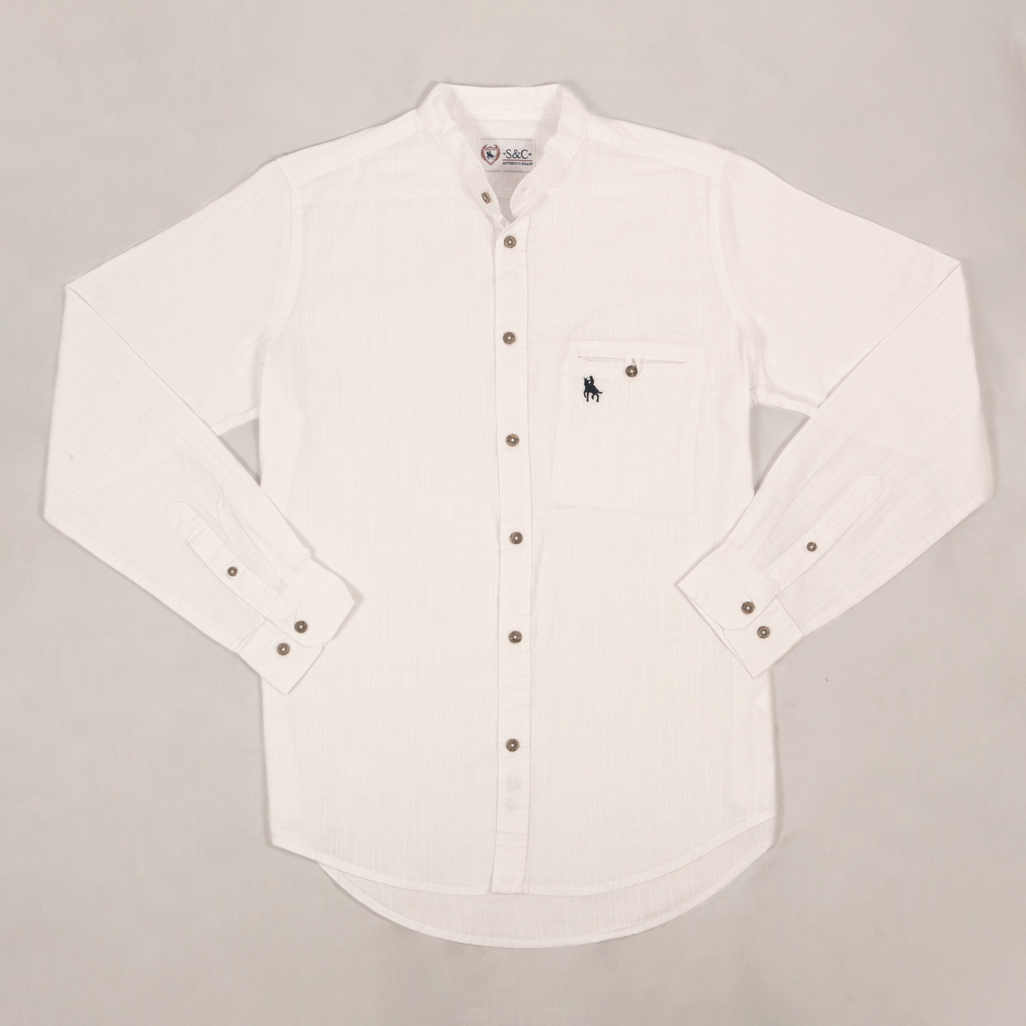 Camisa tipo lino cuello mao Blanca