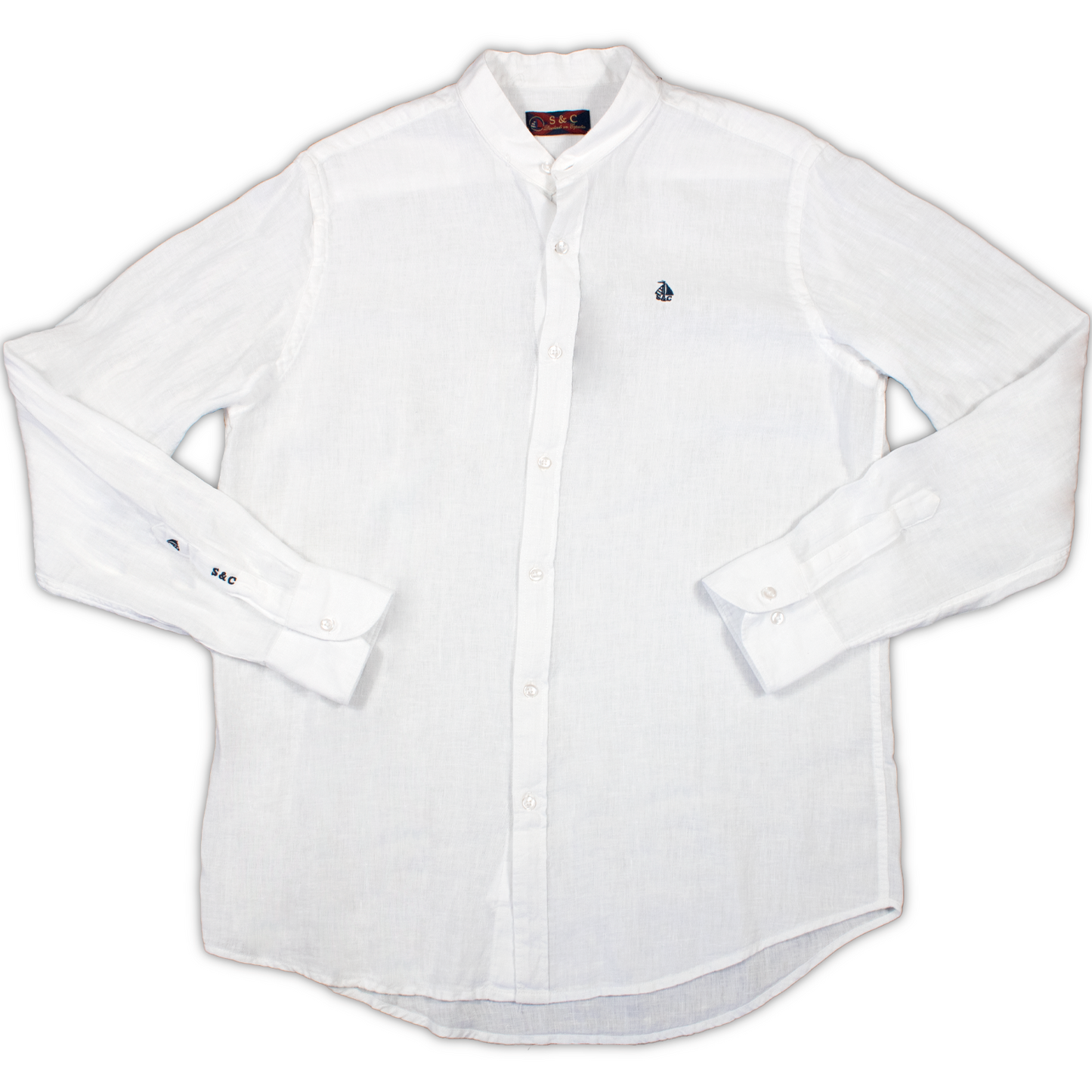 Camisa Hombre Manga Larga Lino Blanca