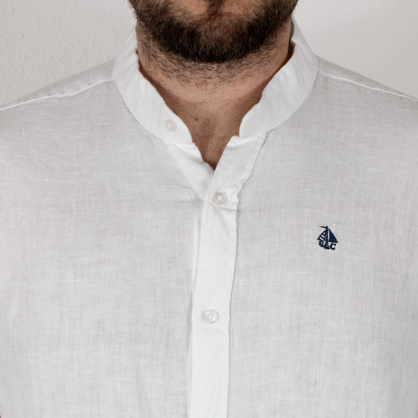 Camisa Hombre Manga Larga Lino Blanca
