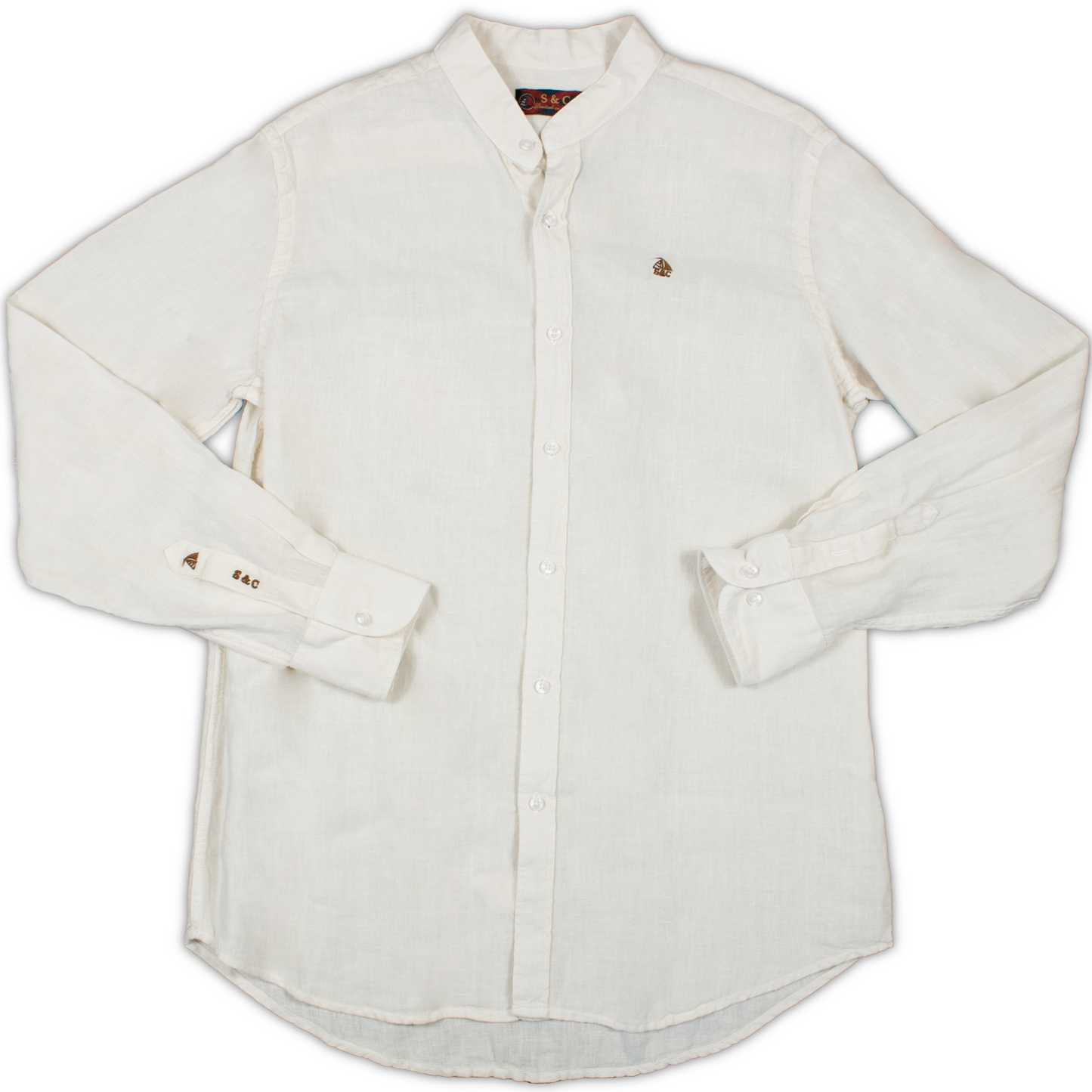 Camisa Hombre Manga Larga Lino Blanco Roto