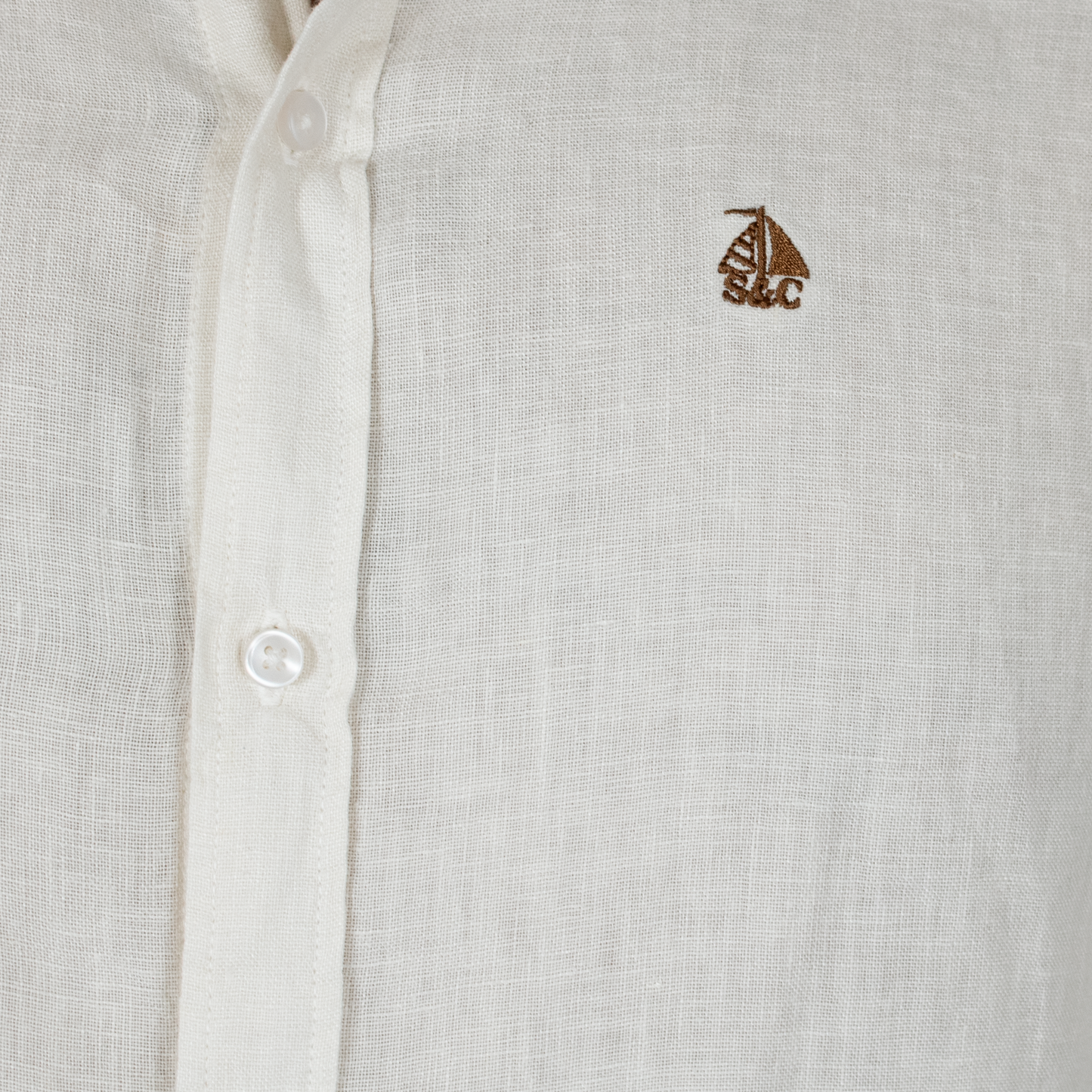 Camisa Hombre Manga Larga Lino Blanco Roto