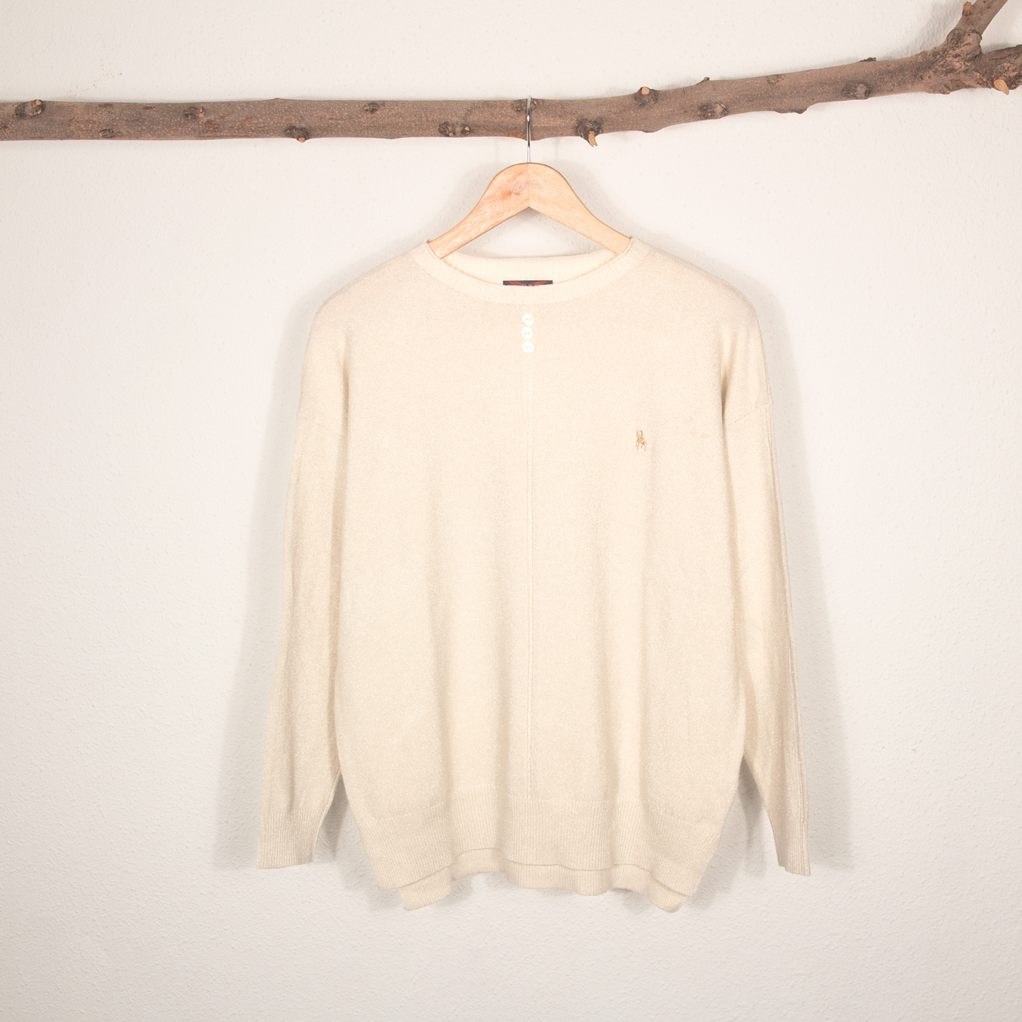 Jersey Mujer Blanco Destellos con Detalles de Botones