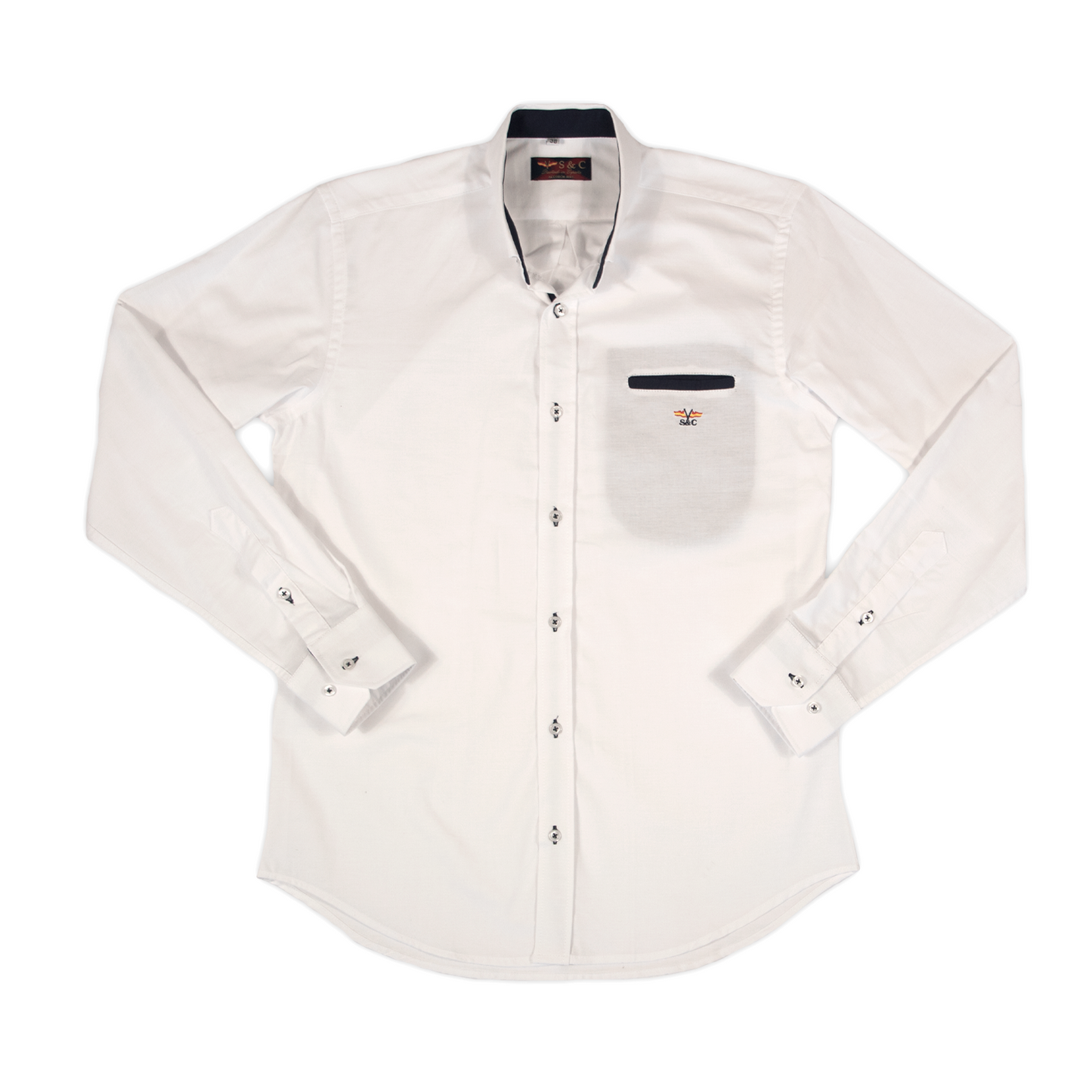 Camisa Hombre Manga Larga Blanca Lisa