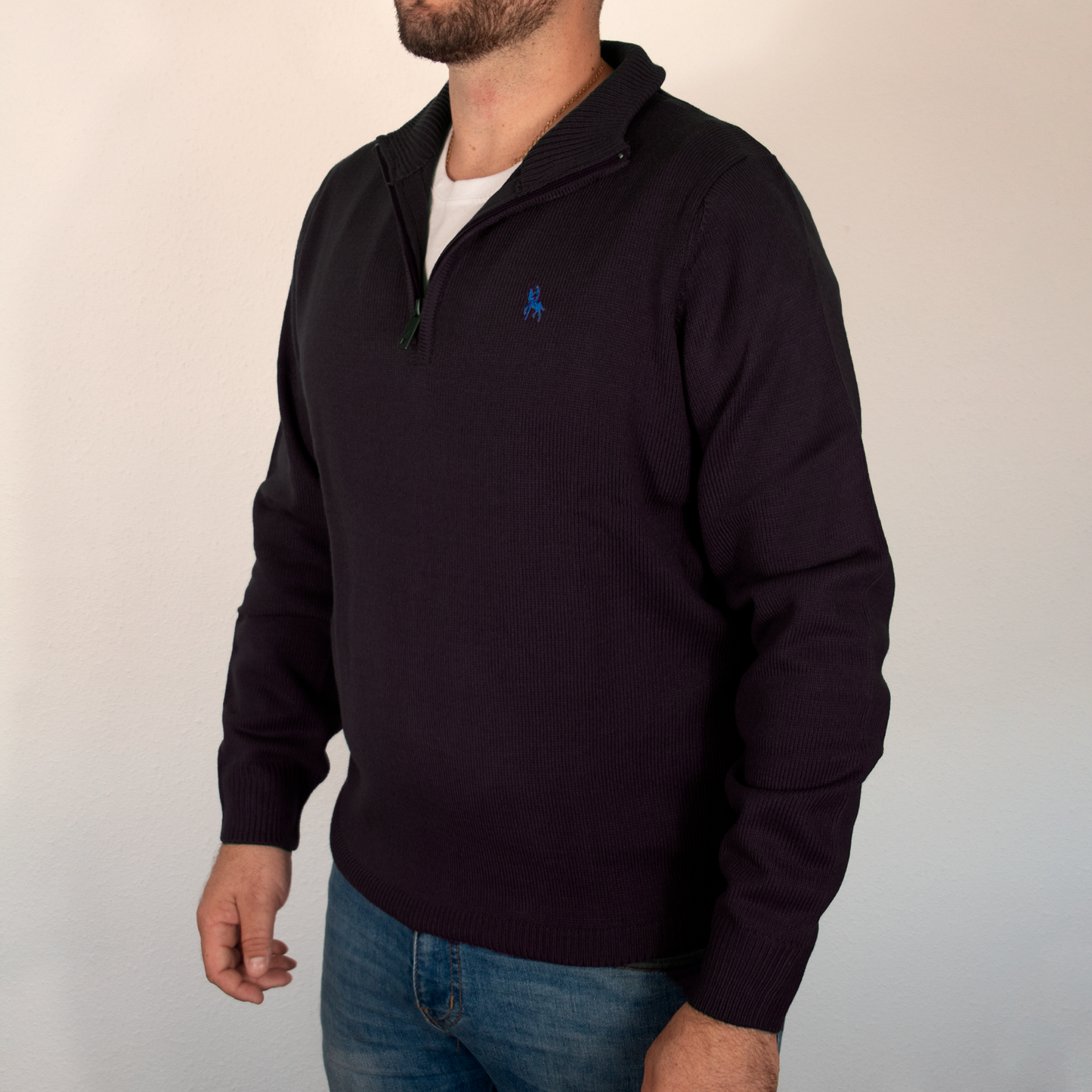 Jersey Hombre Vino Media Cremallera