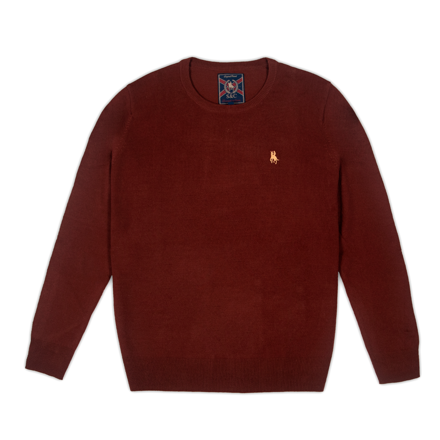 Jersey Hombre Burdeos Cuello Redondo Básico