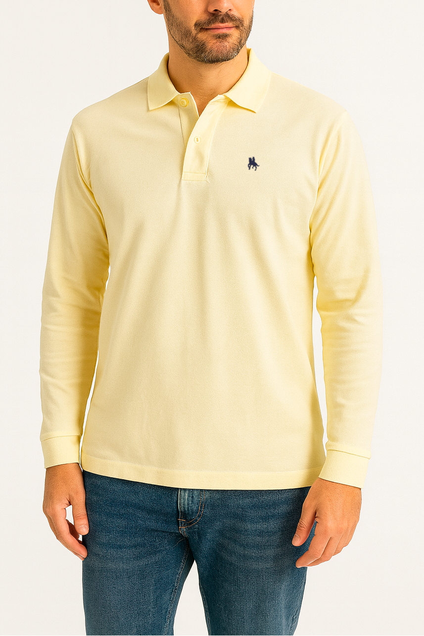 Polo Premium de manga larga butter yelow