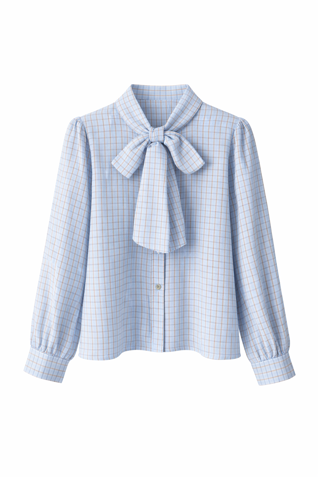 Camisa cuadros beige con lazo