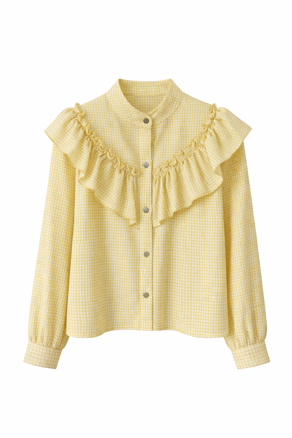 Camisa cuadros coral con volante