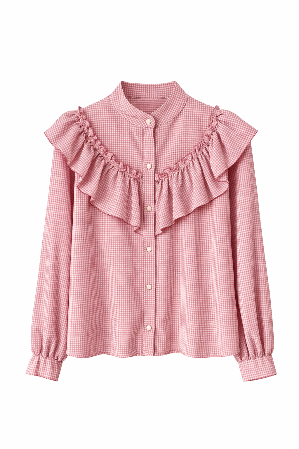 Camisa cuadros verde con volante