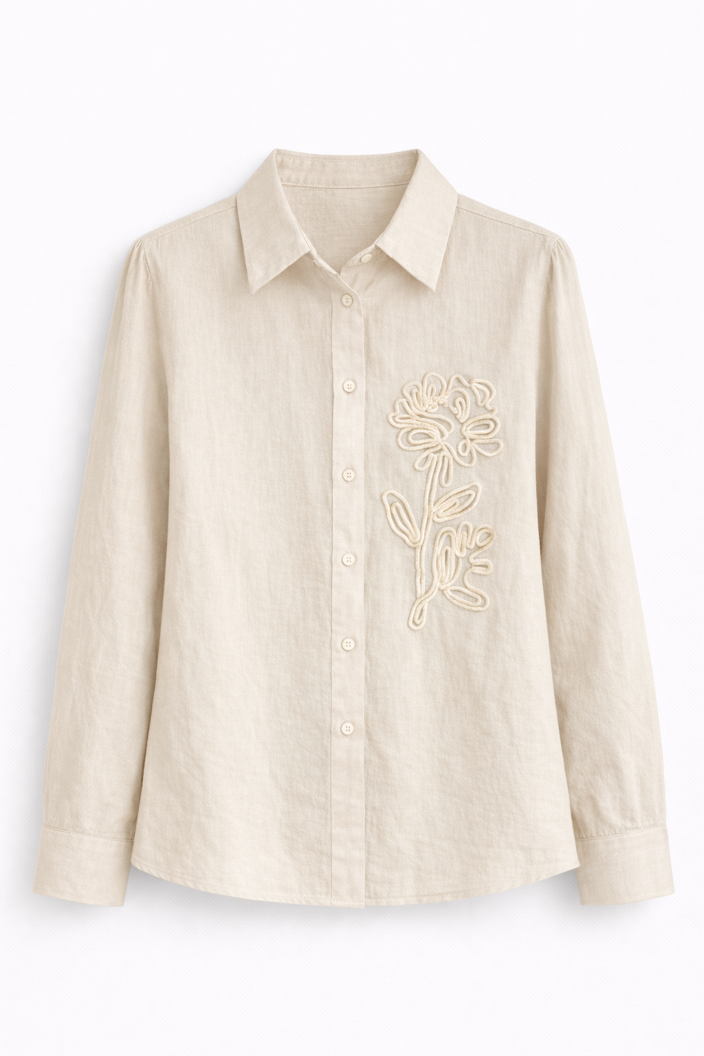 Camisa celeste lisa con bordado