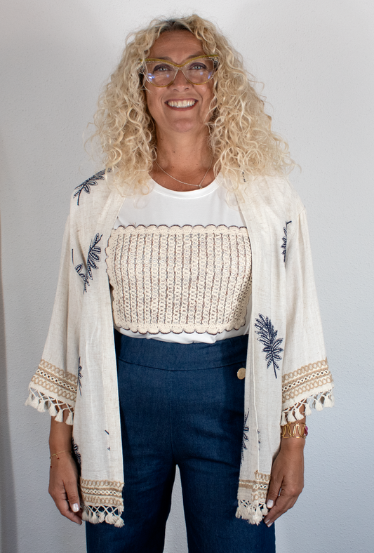 Chaqueta de estilo bohemio beige