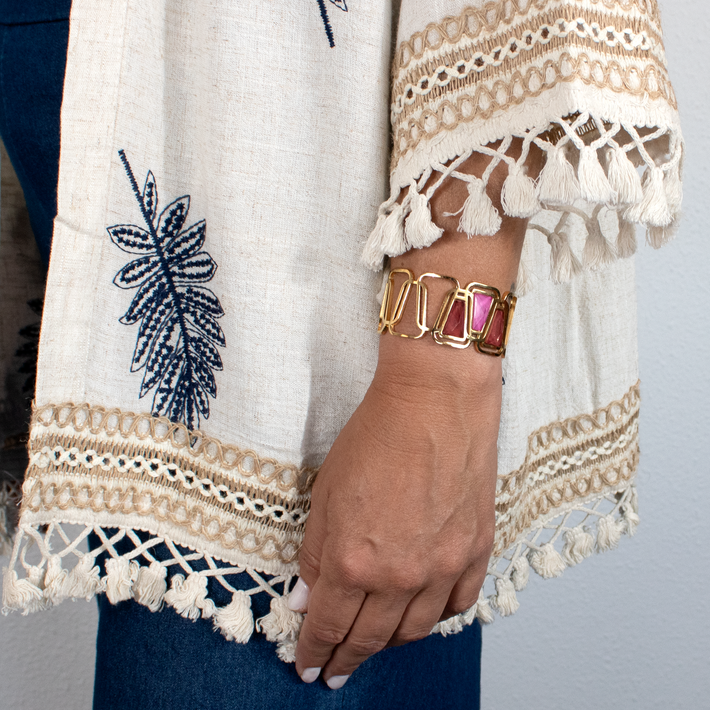 Chaqueta de estilo bohemio beige
