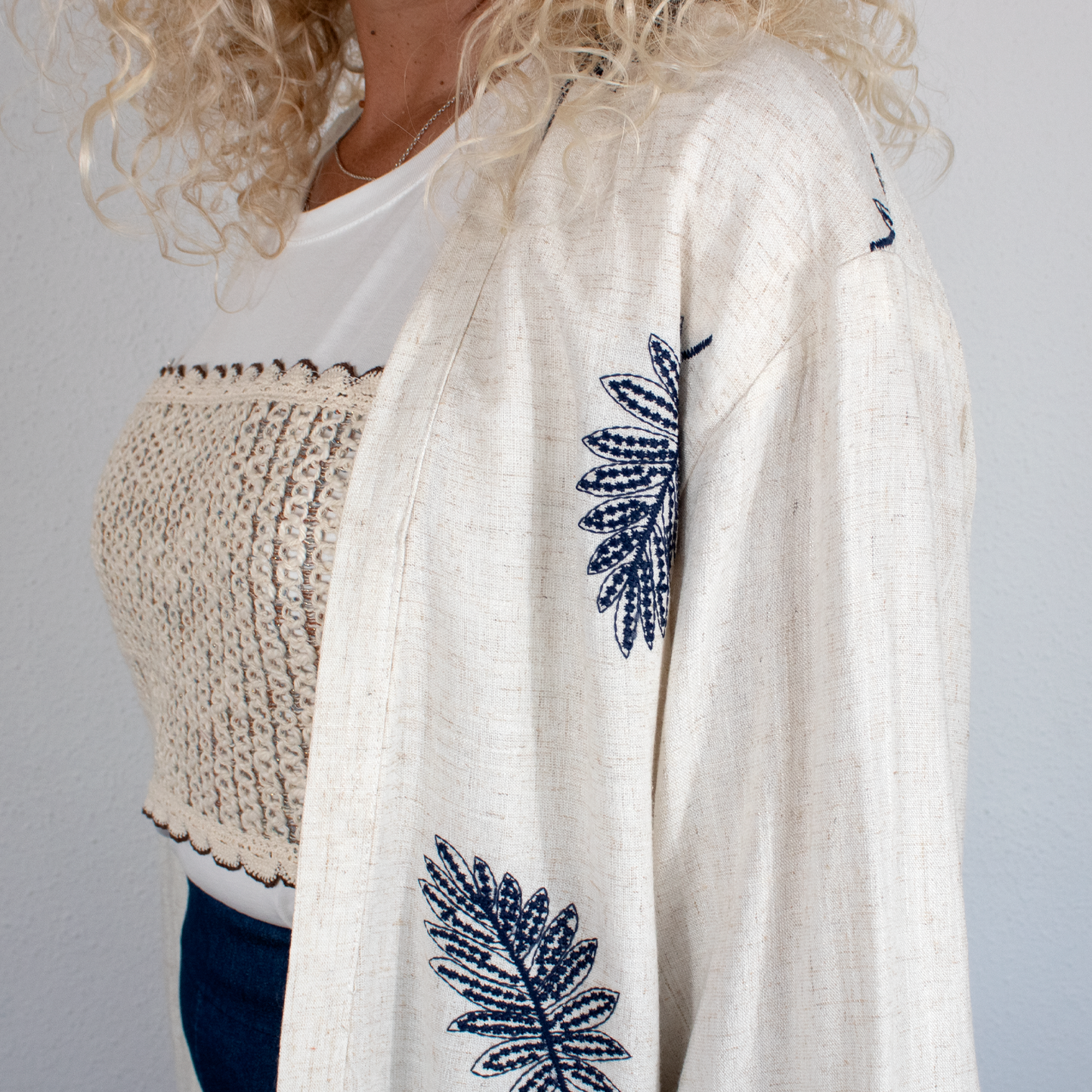 Chaqueta de estilo bohemio beige