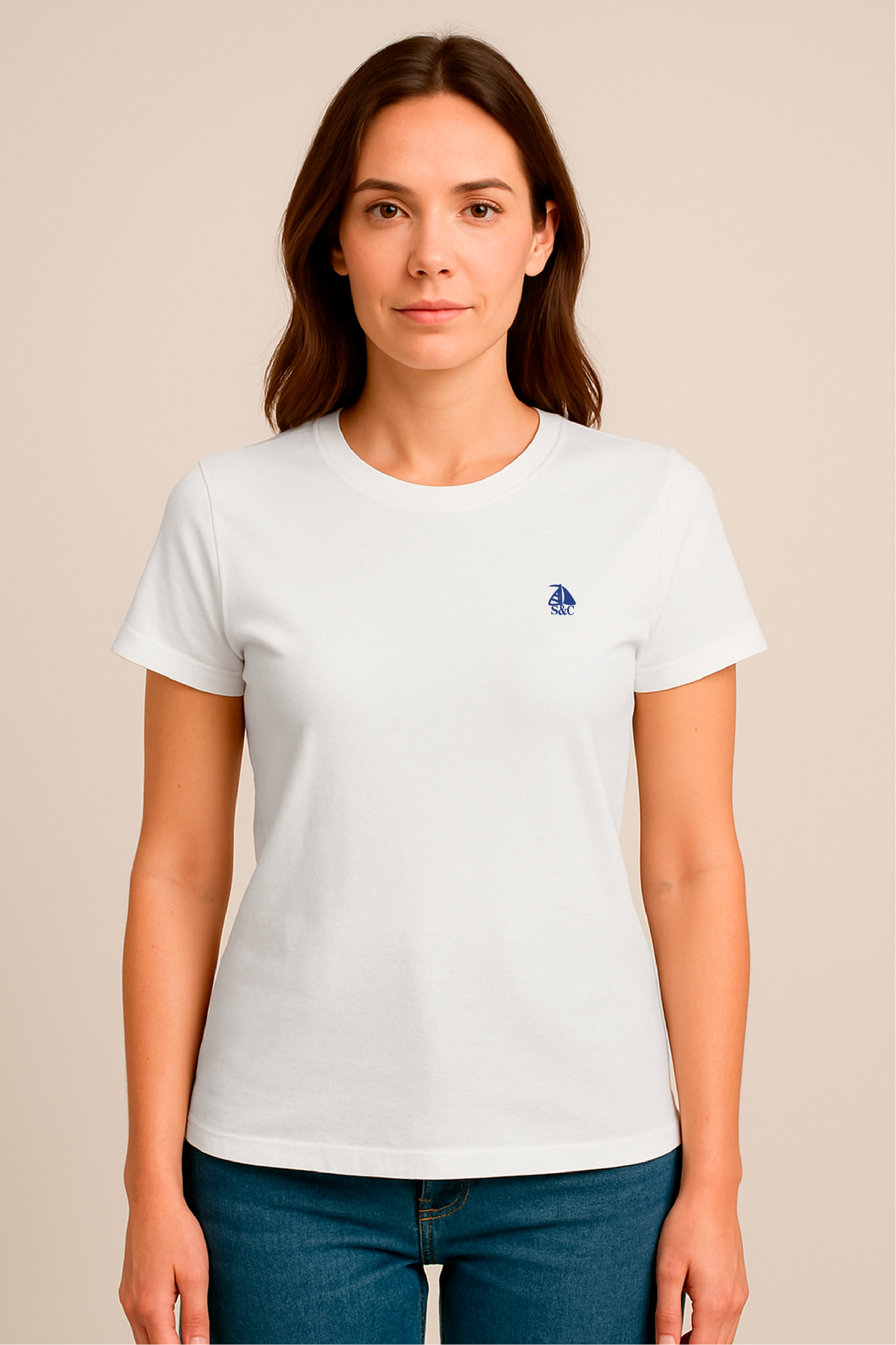 Camiseta manga corta cuello redondo blanca