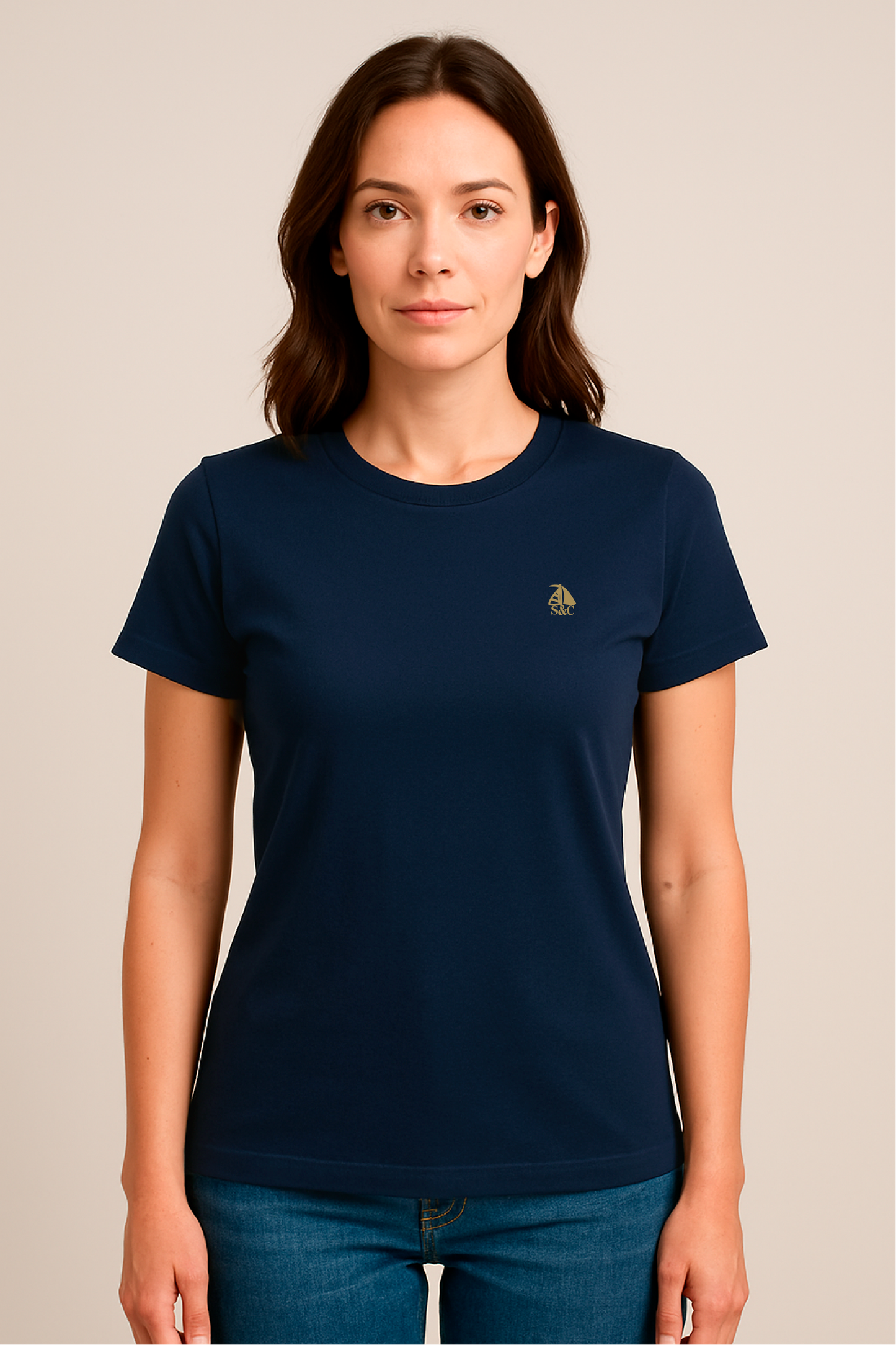 Camiseta manga corta cuello redondo azul marino