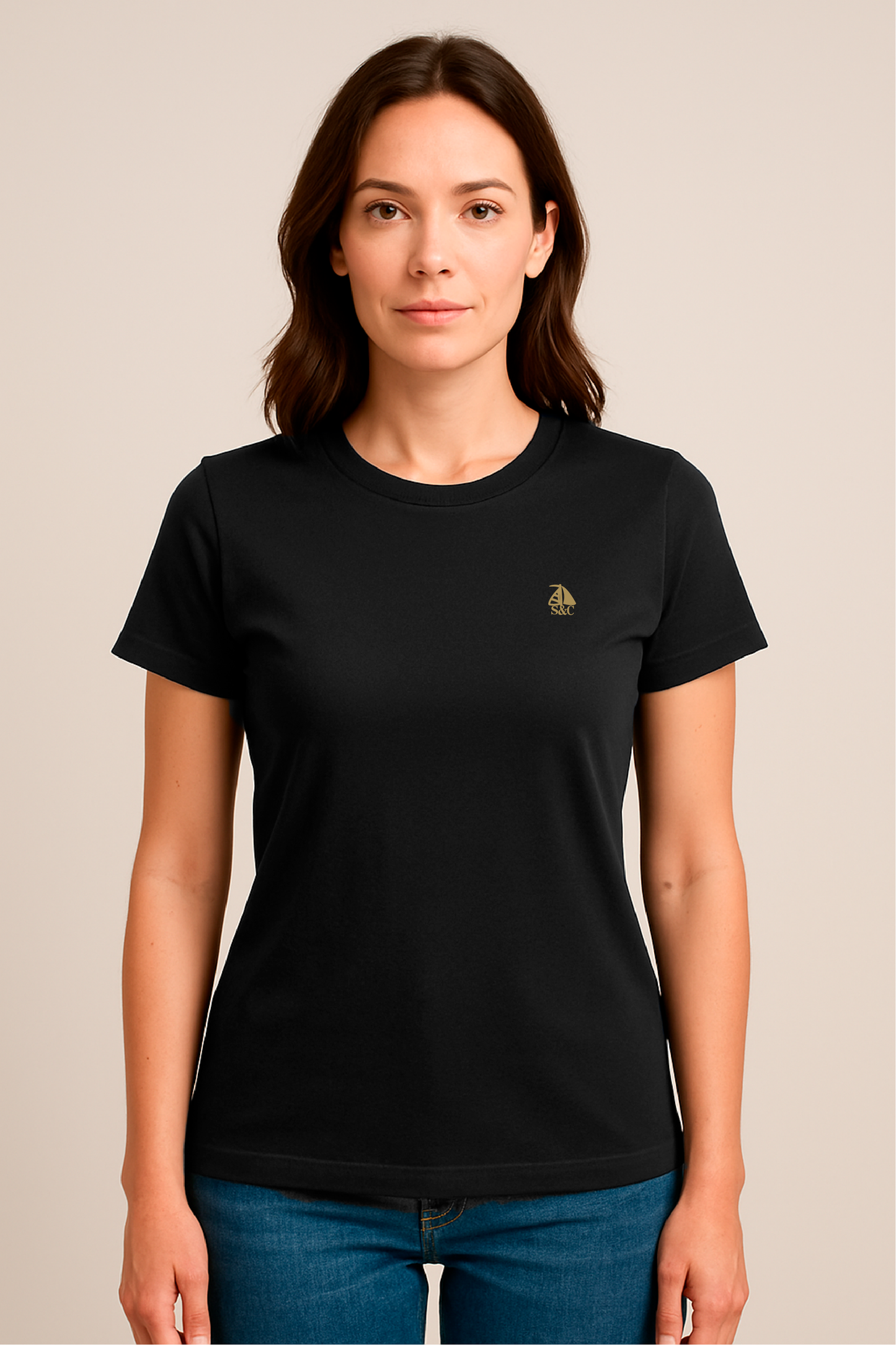 Camiseta manga corta cuello redondo negro