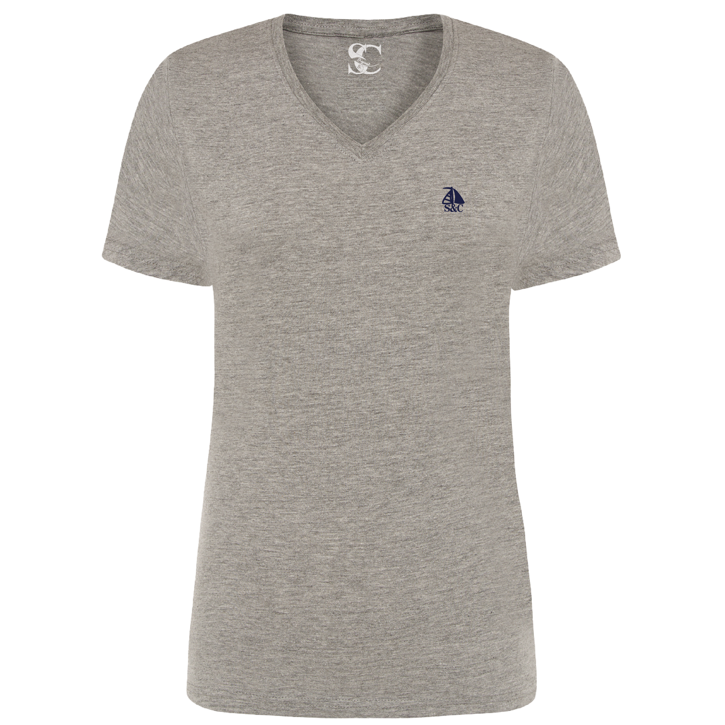 Camiseta pico manga corta gris