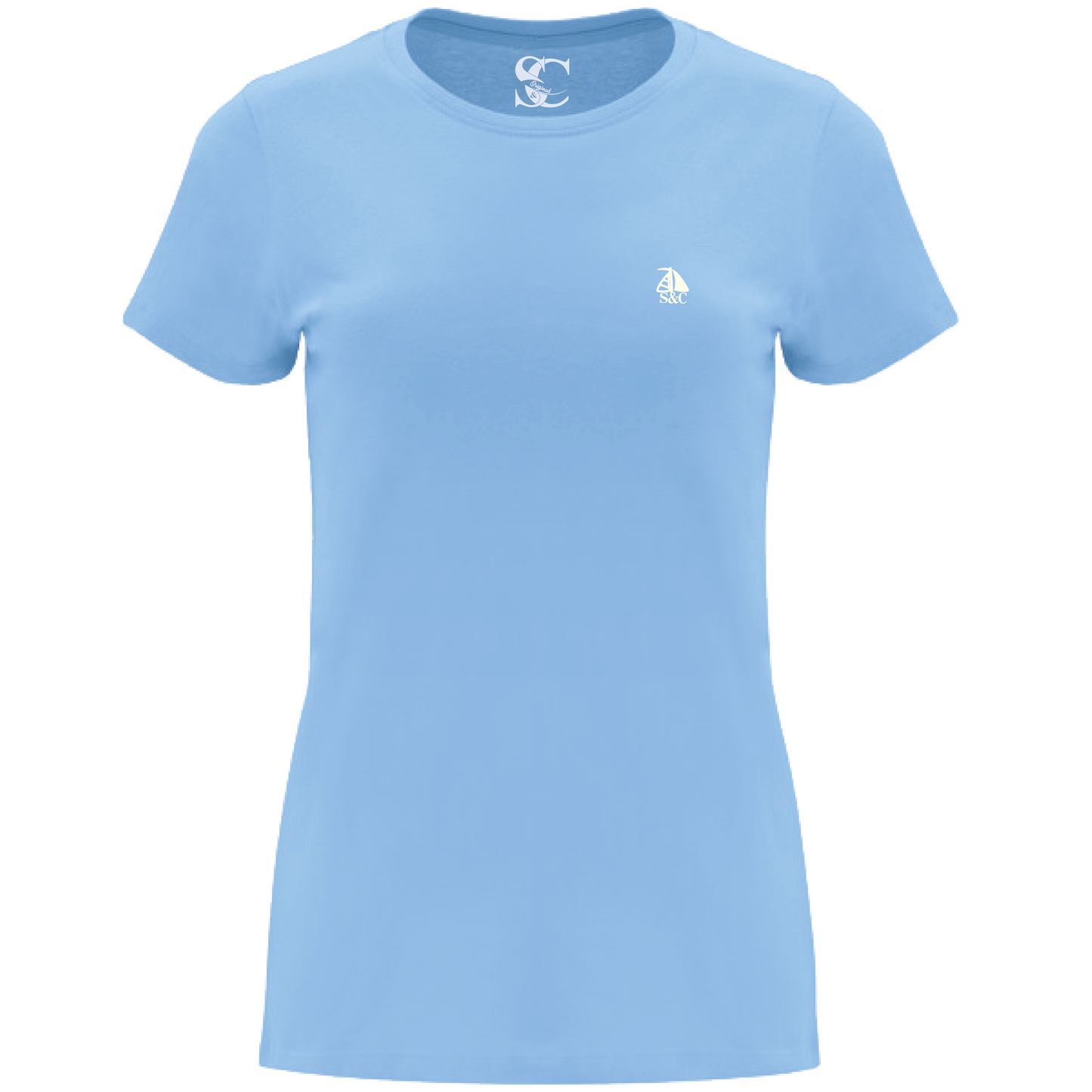 Camiseta manga corta cuello redondo Celeste