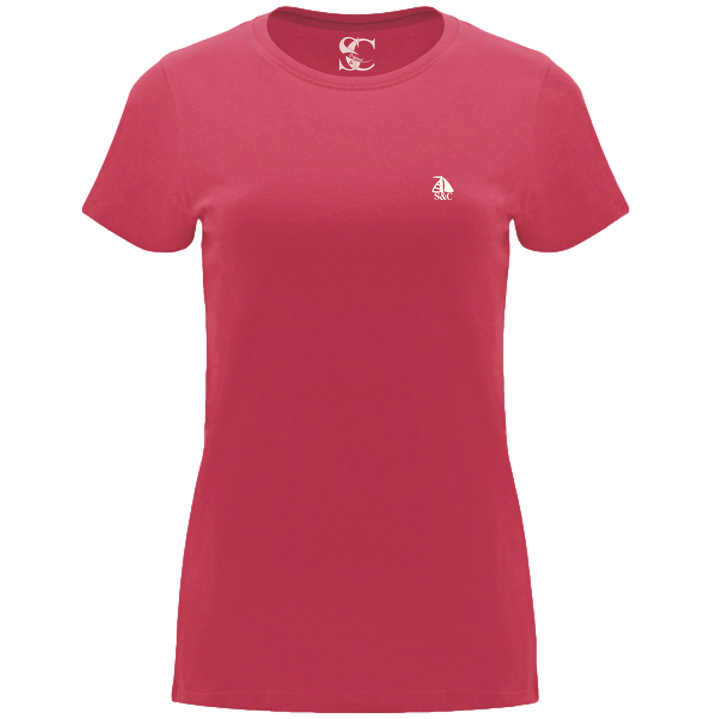 Camiseta manga corta cuello redondo Rojo Crisantemo
