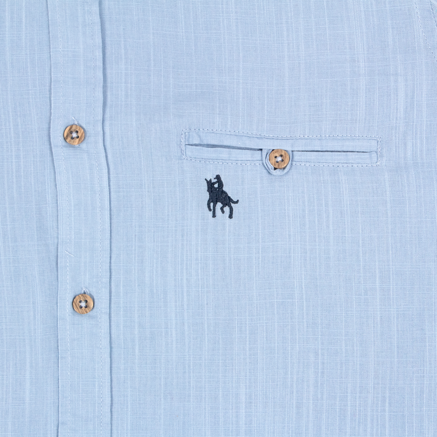Camisa tipo lino cuello mao Celeste