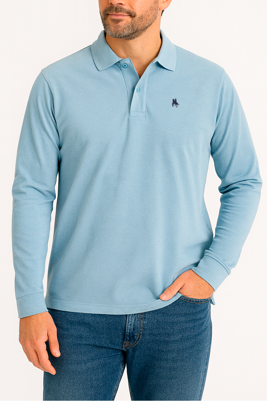 Polo Premium de manga larga sky blue