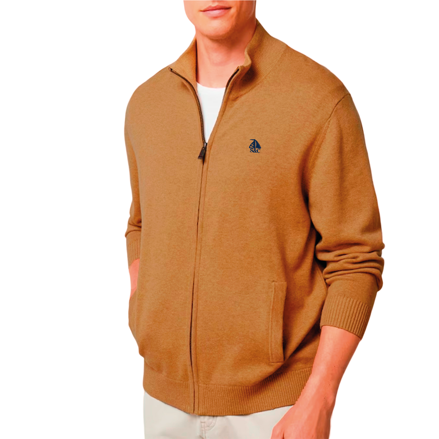 Chaqueta Hombre de Punto Mostaza
