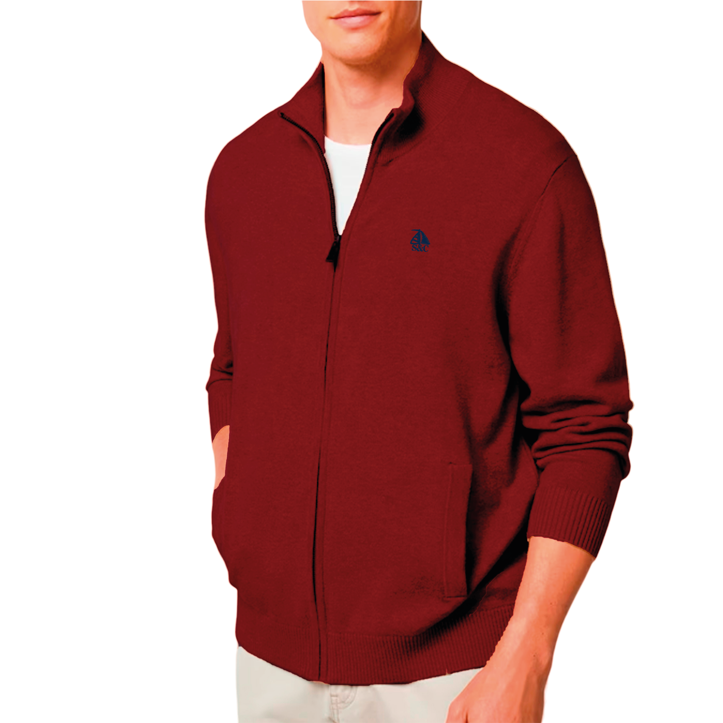 Chaqueta Hombre de Punto Granate