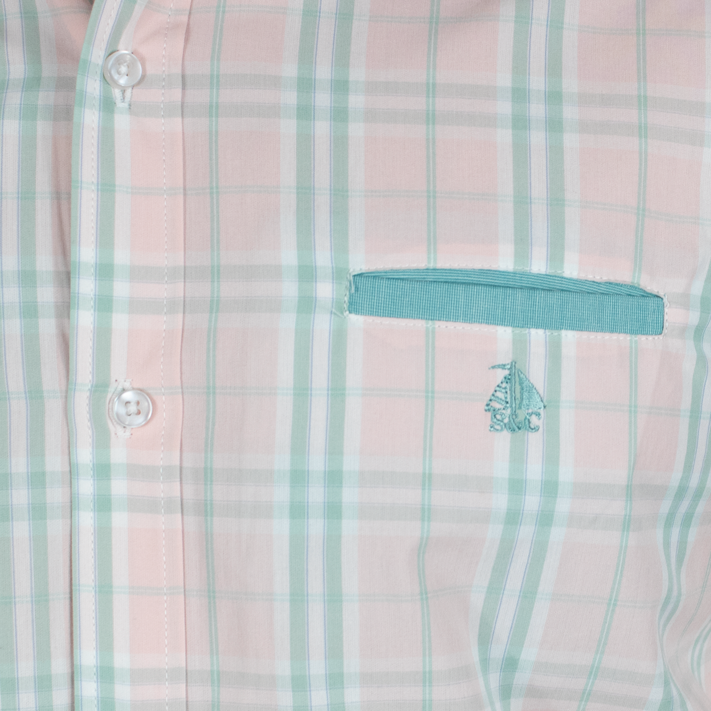 Camisa Hombre Manga Larga Cuadros Rosa y Agua