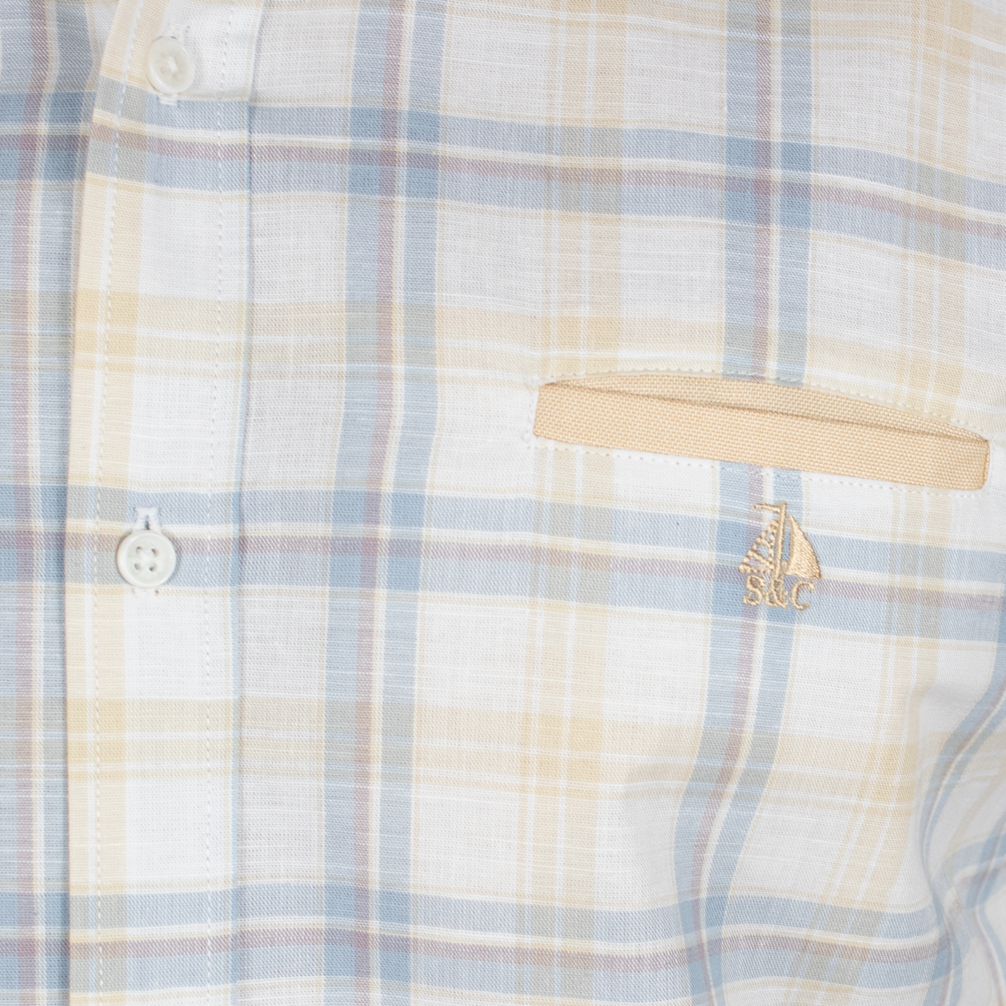 Camisa Hombre Manga Larga Rayas Amarillas y Azul