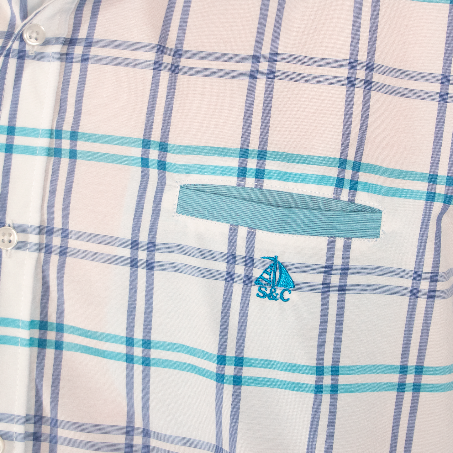 Camisa Hombre Manga Larga Estampado Cuadros Azules