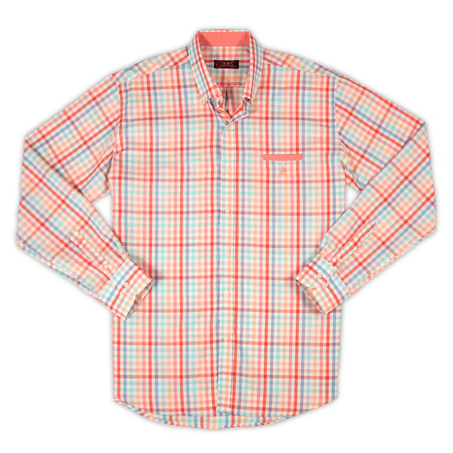 Camisa Hombre Manga Larga Cuadros Colores
