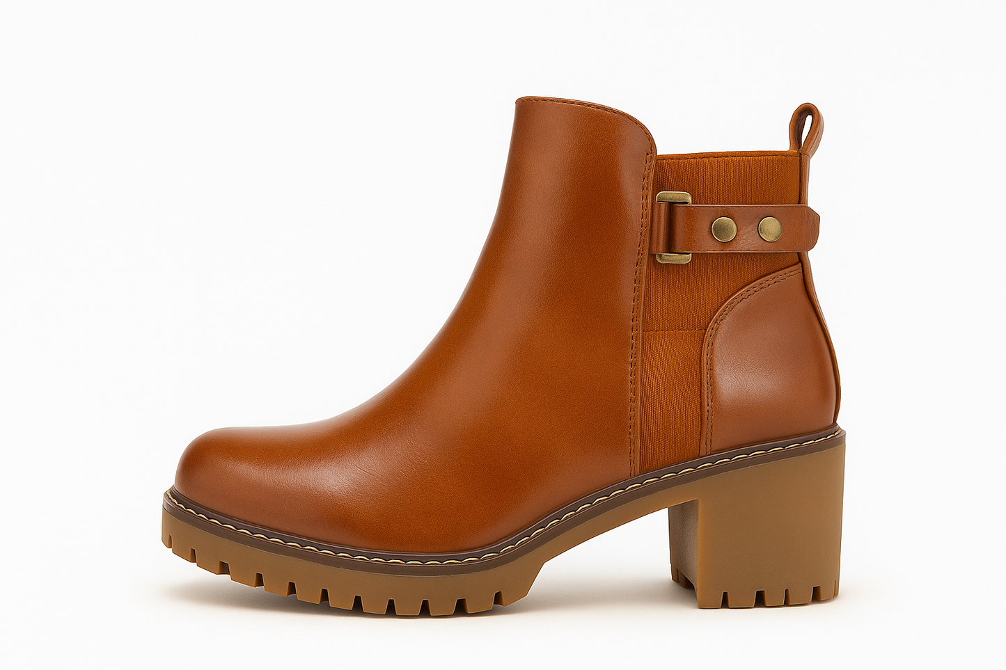 Botín camel con tacón y suela track