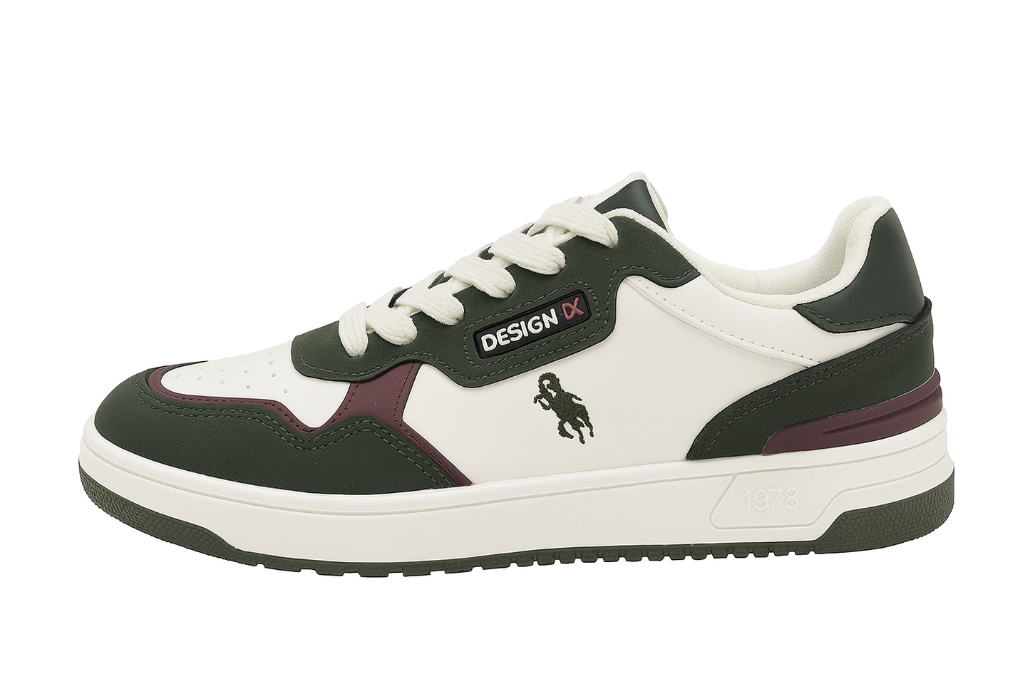 Deportiva hombre blanco, verde y morado