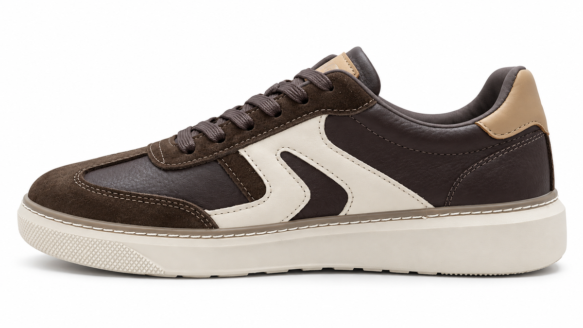Zapatillas casual cómodas de hombre Marrón y Blanco