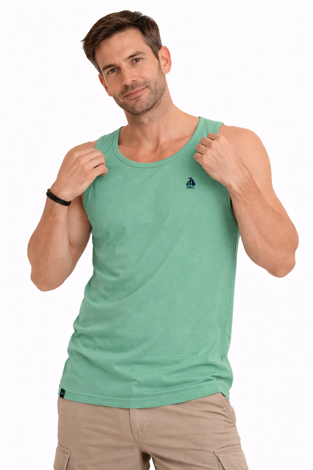 Camiseta tirantes de hombre Verde Menta