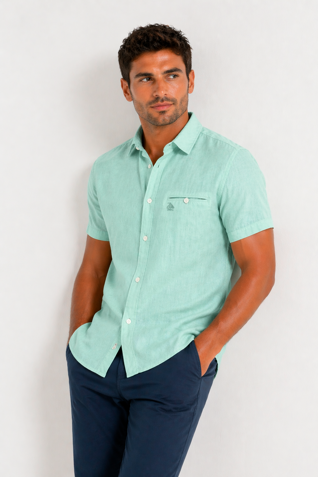 Camisa manga corta Verde Agua