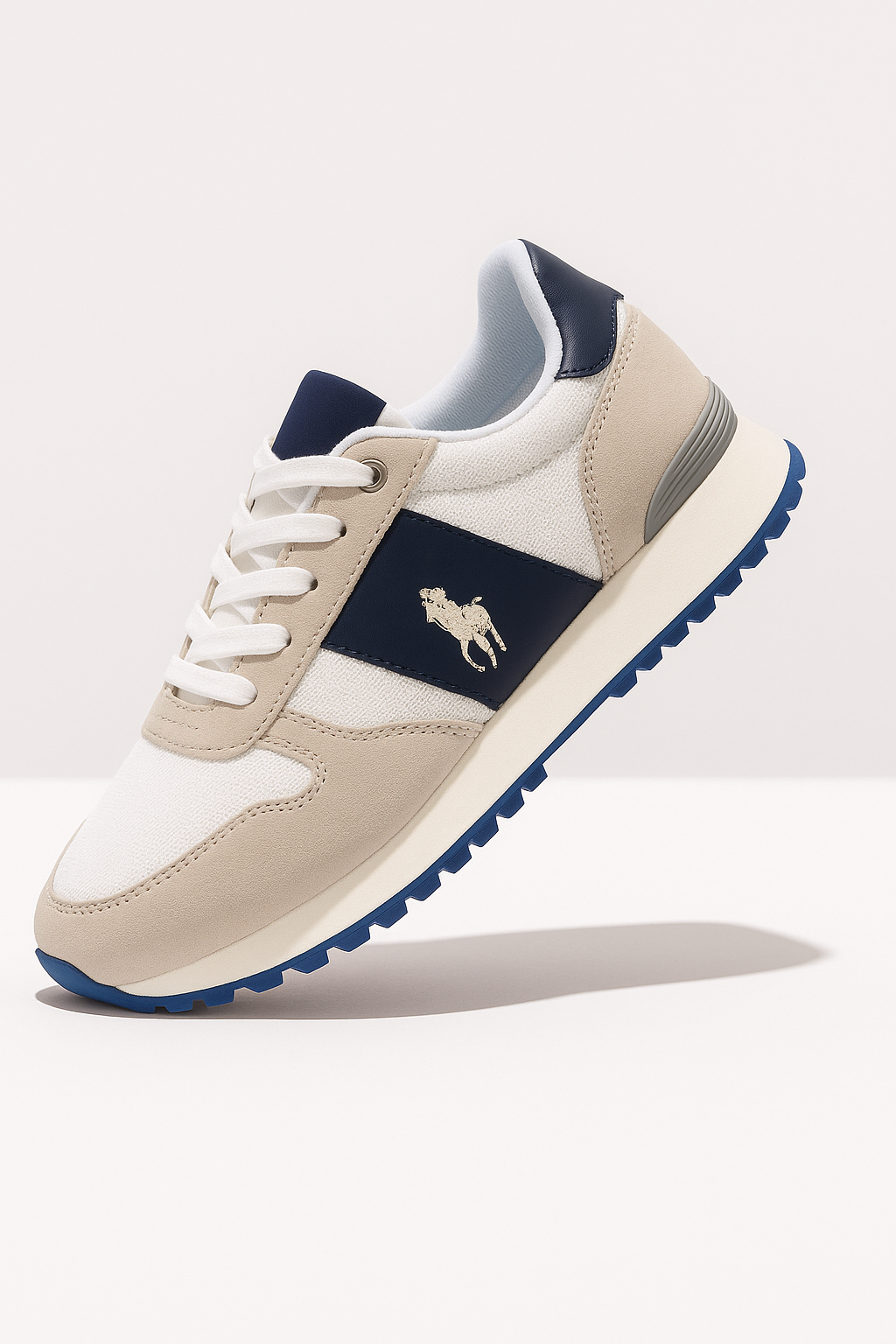 Zapatillas deportivas beige y azul
