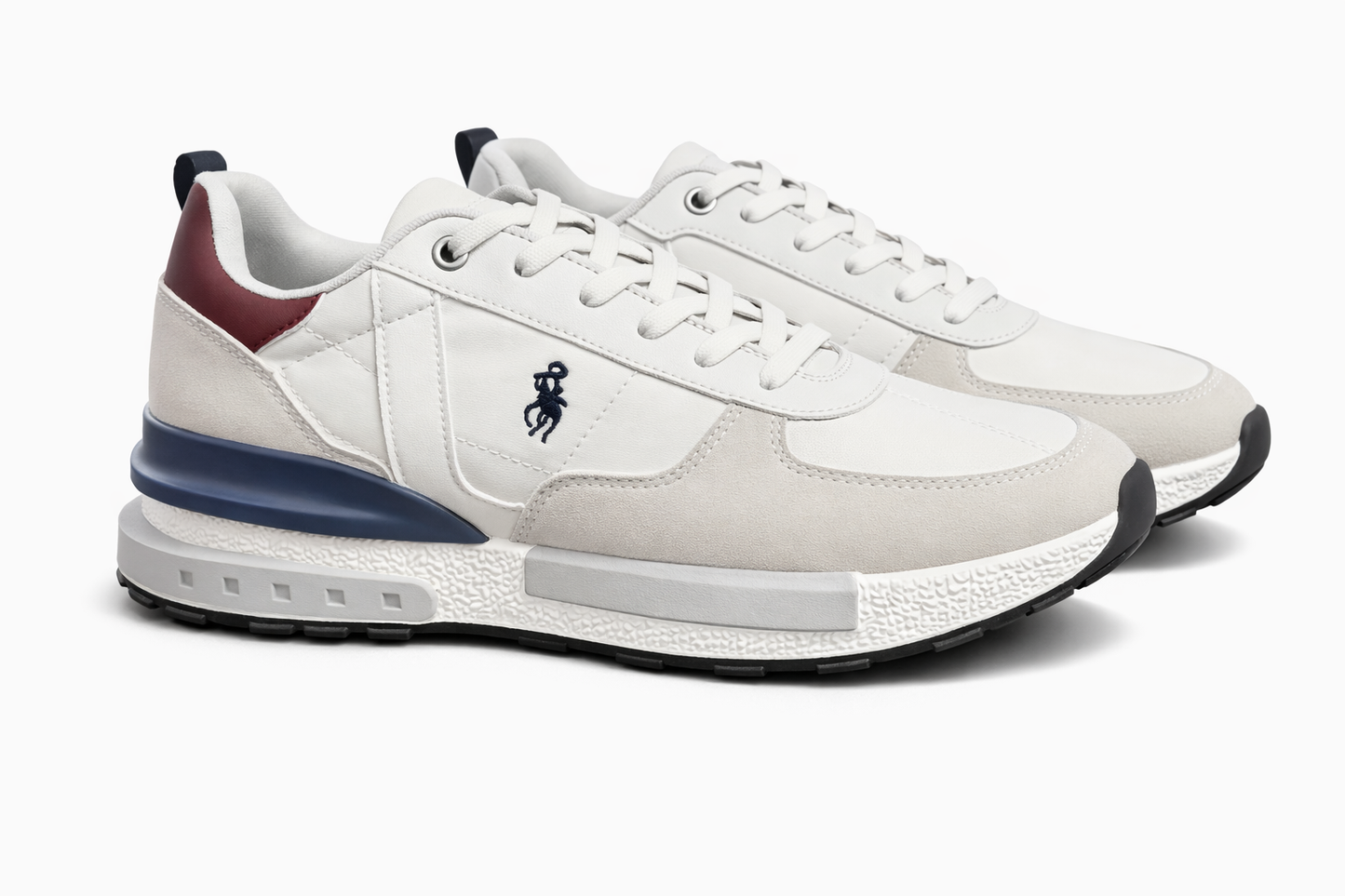 Zapatillas deportivas casual hombre blanco, marino y granate