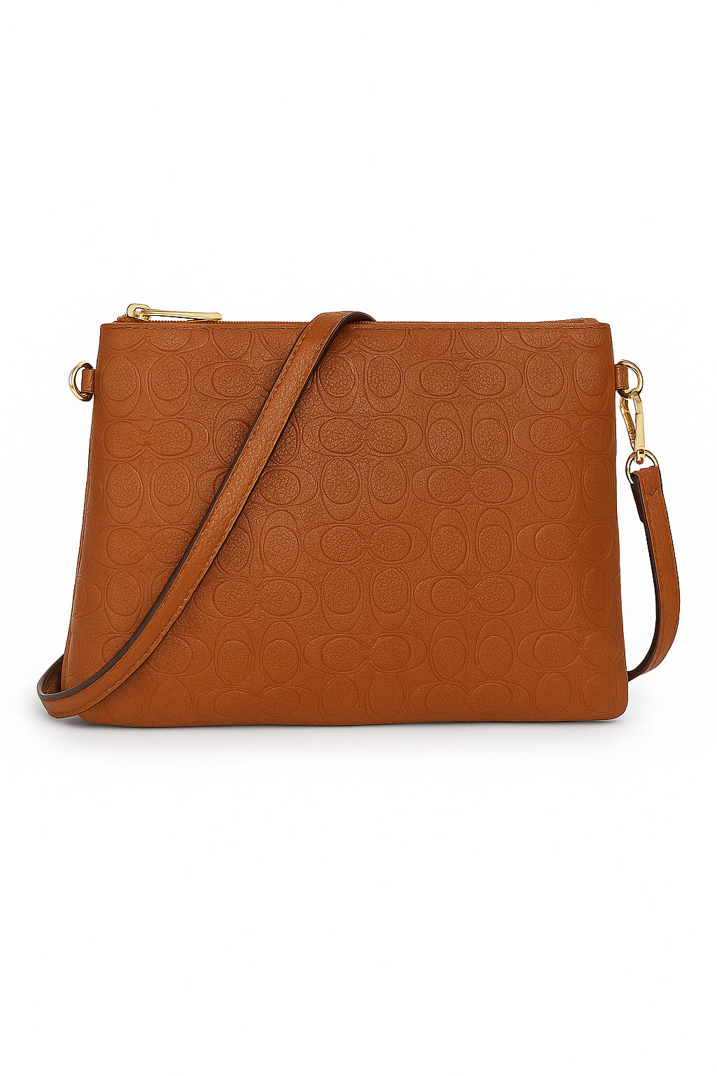Bolso bandolera marrón con relieve de círculos