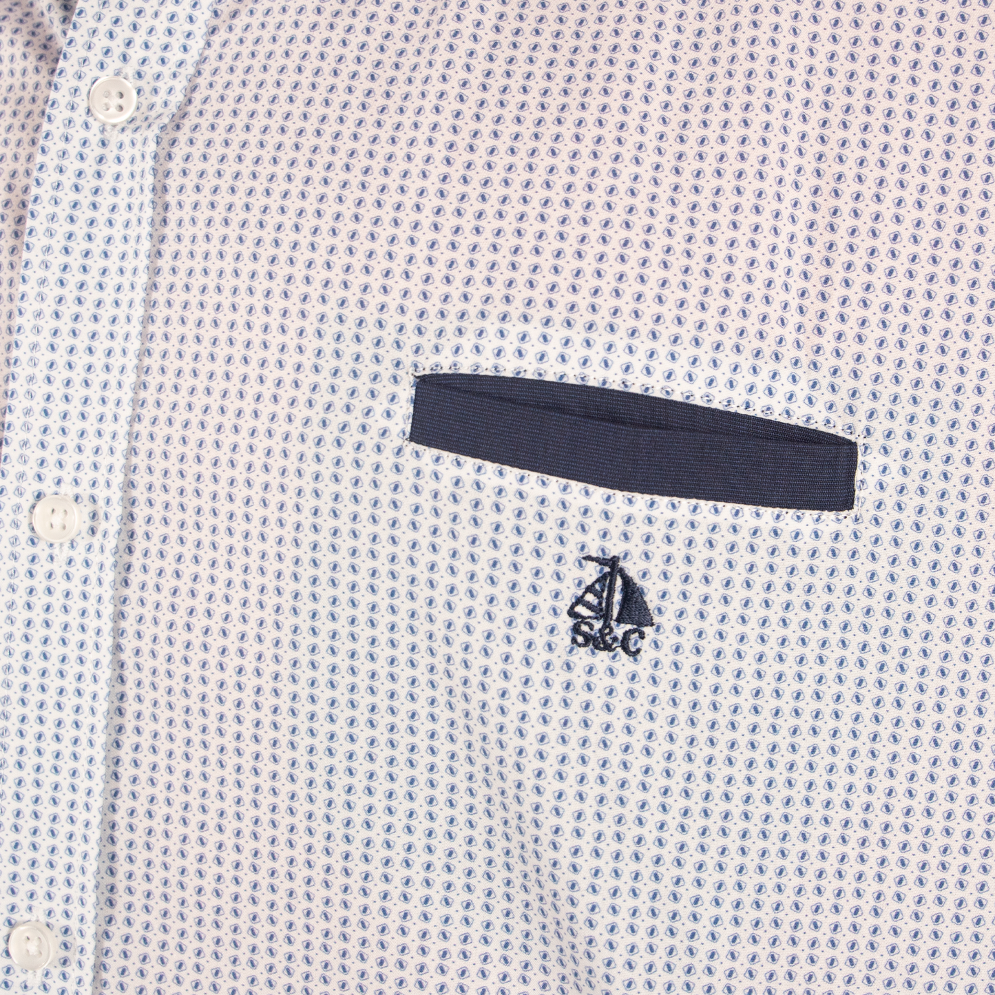 Camisa Hombre Manga Larga Estampado Marino