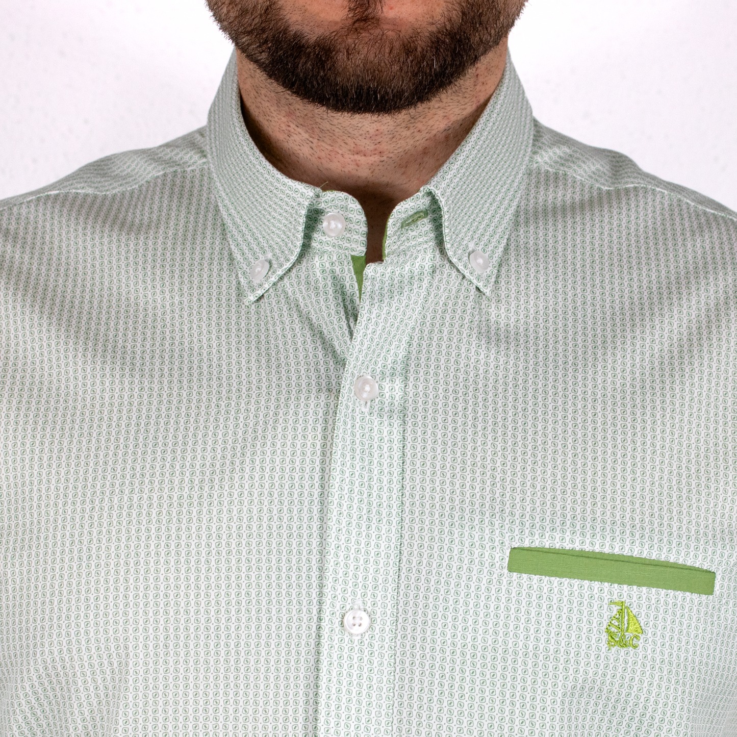 Camisa Hombre Manga Larga Detalles Verde