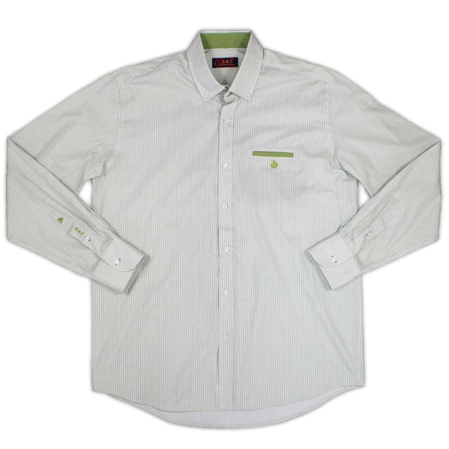 Camisa Hombre Manga Larga Detalles Verde